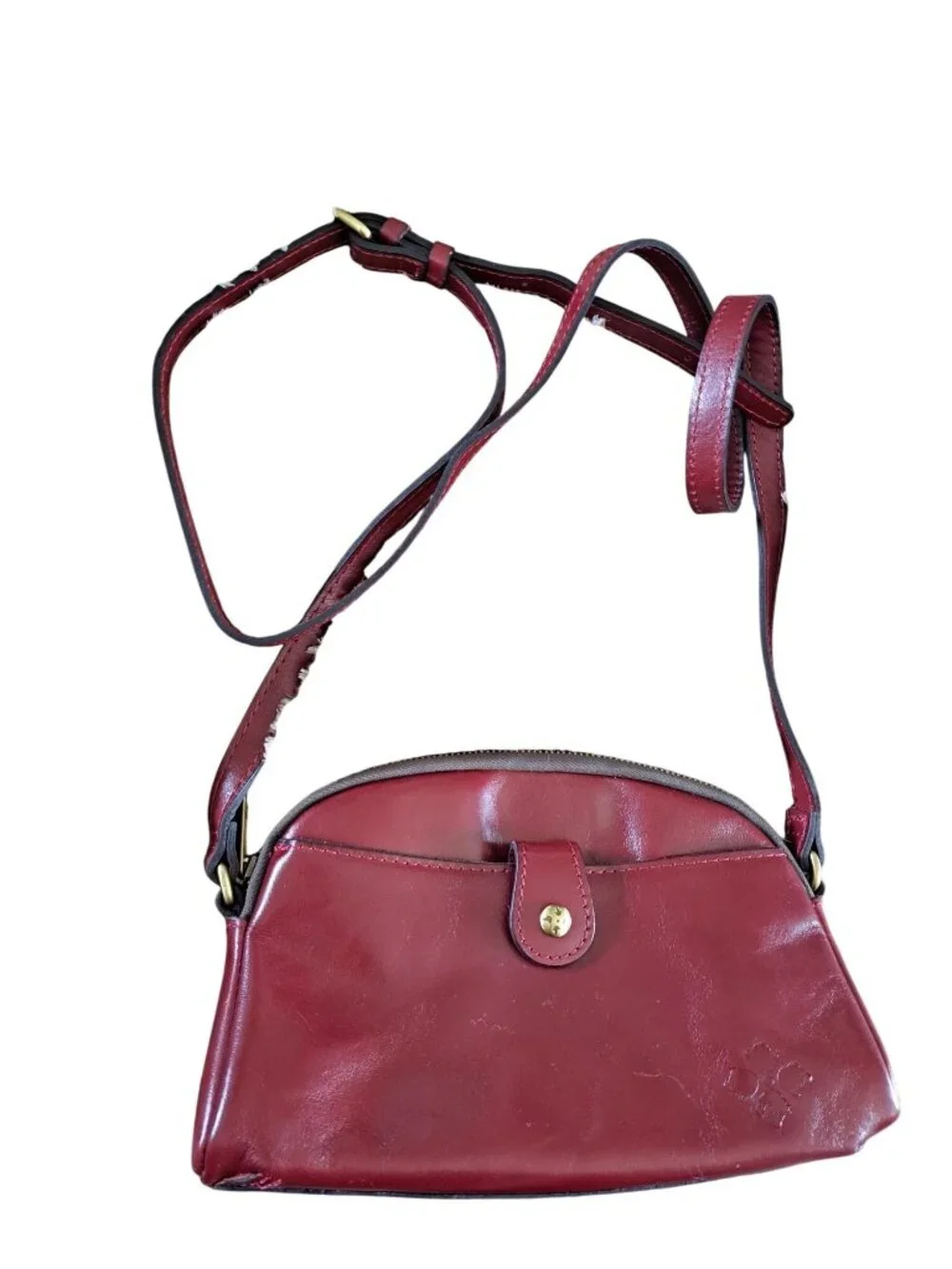 Patricia Nash Small Leather Crossbody Bag Purse Adjustable Burgundy Supple - Picture 3 of 16